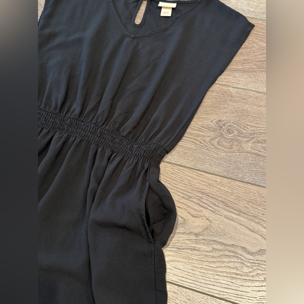 Mossimo Black V-Neck Smocked-Waist Mini Dress w/Pockets - Picture 5 of 13